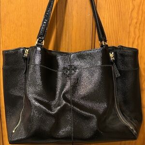 Tory Burch Authentic Black Leather Tote Bag